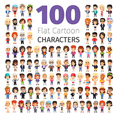 100张卡通人物面孔矢量素材