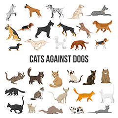 各种猫狗造型图标矢量素材