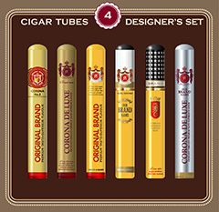 各种造型的圆柱体雪茄标签矢量素材