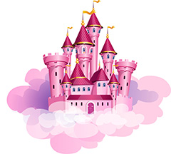 粉红色卡通城堡矢量素材