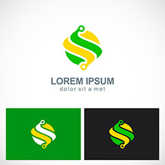 创意黄绿球形logo矢量素材