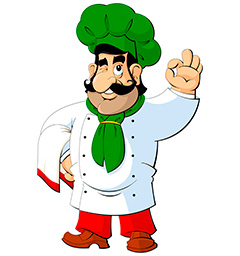 戴着绿色帽子的厨师矢量素材
