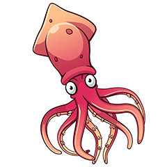 粉红色卡通章鱼动物矢量素材