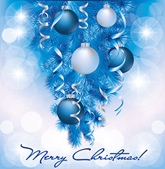 蓝色倒立的圣诞树背景矢量素材