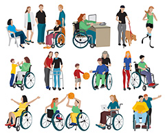 正在使用轮椅的残疾人士矢量人物素