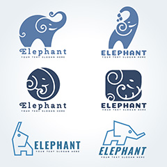 可爱的小象logo设计矢量素材