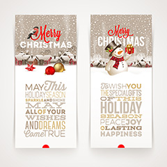 两张雪人雪花圣诞海报矢量素材