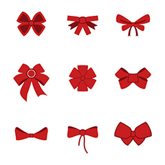 九种红色多样蝴蝶结矢量素材