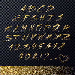金色粒子字母数字字体矢量素材