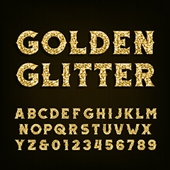 金色亮片字母数字矢量素材