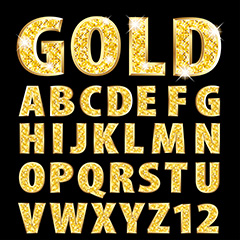 黄金闪耀亮片gold字母矢量素材