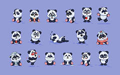 多款卡通大熊猫表情包矢量素材