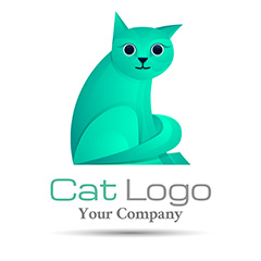 蓝色猫咪logo矢量素材