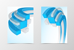两款蓝色3D立体方块条形矢量素材