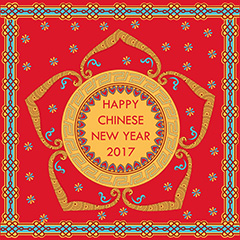 中国风平安结花边边框红色背景花朵新年矢量素材