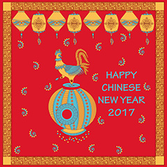金色中国风花纹边框红色背景新年矢量素材