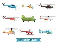 多款卡通飞机直升机矢量素材
