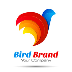 彩色立体线条小鸟logo矢量素材