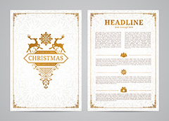 圣诞鹿和雪花边框底纹贺卡矢量素材