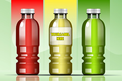 三款不同颜色饮料包装效果矢量素材