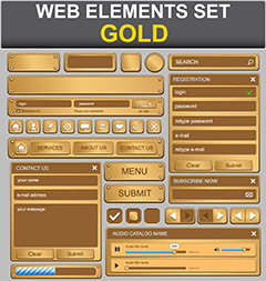 金色网页网络按钮元素合集矢量素材
