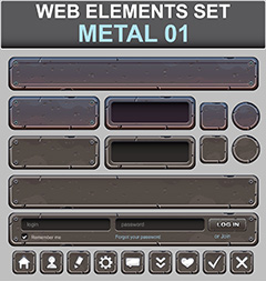 灰色金属质感网页网络按钮矢量素材