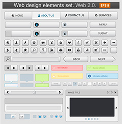 白色按钮网页设计元素合集矢量素材二