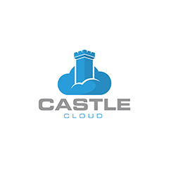 蓝色云朵里的城堡logo矢量素材