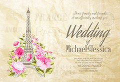 褶皱的纸张上的手绘婚礼花朵插画矢量素材
