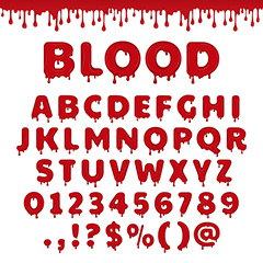 红色油漆字母数字符号喷绘效果矢量素材
