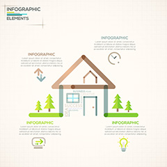创意房子图形商务信息图表元素矢量素材