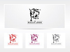 四款彩色公牛logo矢量素材