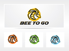 四款彩色蜜蜂logo矢量素材
