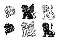 六款狮子花纹矢量素材