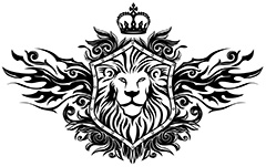 手绘抽象狮子盾牌徽章矢量素材