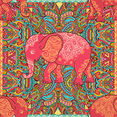 彩色异域风情大象图案背景矢量素材