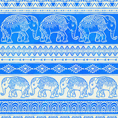 蓝色边框底纹大象图案矢量素材