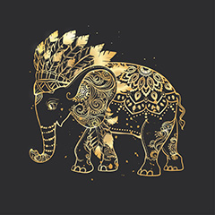 金色大象花纹装饰背景矢量素材