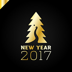 金色圣诞树新年logo矢量素材