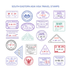 多款东南亚签证旅游邮票矢量素材