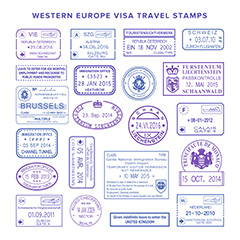 西欧签证旅游邮票四
