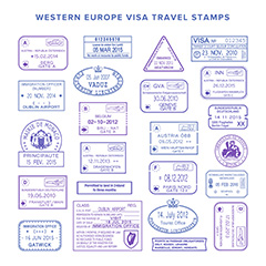 西欧签证旅游邮票五