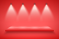 红色背景上的展台和射灯矢量素材