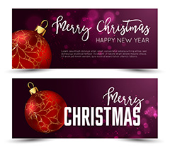 两款紫色圣诞节背景矢量素材