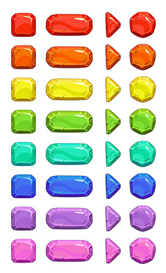 多款彩色水晶钻石按钮矢量素材