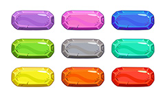 九款彩色质感水晶按钮矢量素材