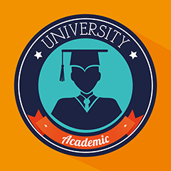 蓝色圆形大学logo矢量素材