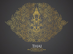 金色泰国佛像花纹背景矢量素材