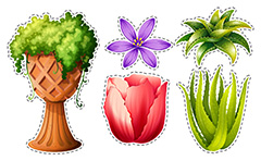 五款卡通植物矢量素材