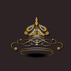金色线条绘制皇冠图案矢量素材